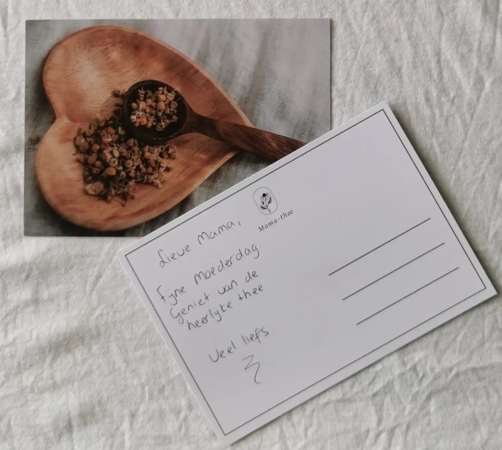 Mama-thee handgeschreven kaart cadeaupakket zwangere vrouw Moederdag